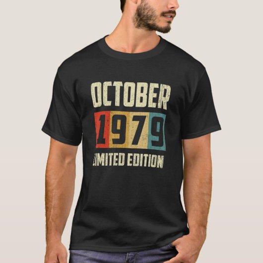 ヴィンテージ1979年10月43日誕生日レトロ Tシャツ (正面)