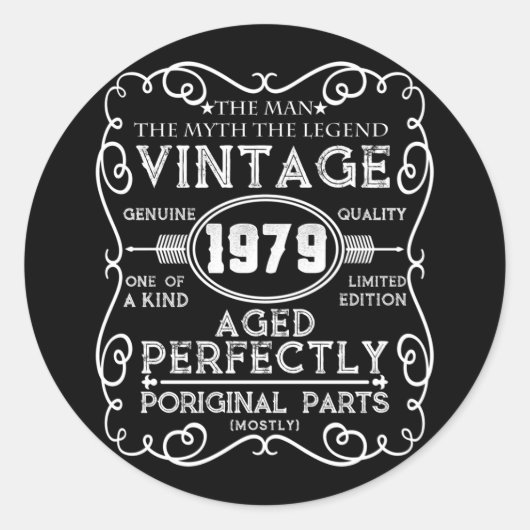 ヴィンテージ1979男の神話レジェンド42誕生日 ラウンドシール (正面)