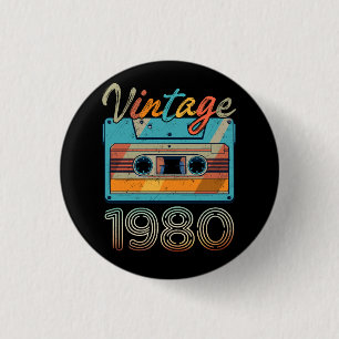 ヴィンテージ1980カセットテープレトロ43番目の誕生日43 缶バッジ