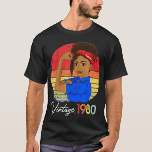 ヴィンテージ1980ブラックガールアフロアフリカンアメリカン41st tシャツ