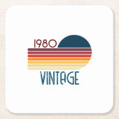 ヴィンテージ1980レトロストライプサン スクエアペーパーコースター (正面)