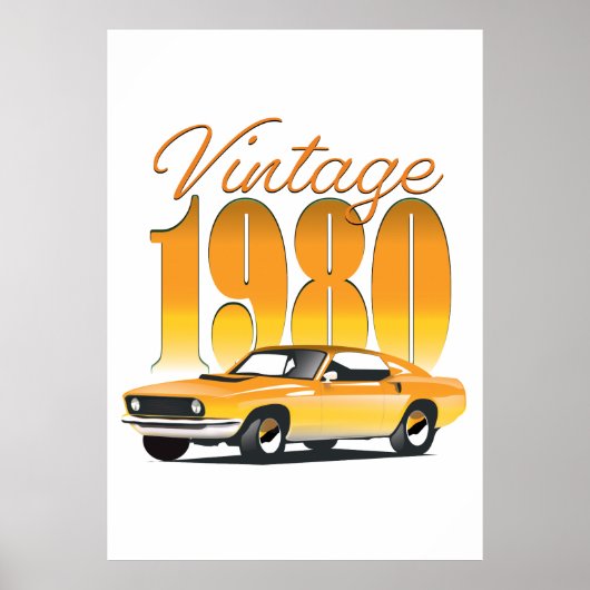 ヴィンテージ1980レトロ車 ポスター (正面)
