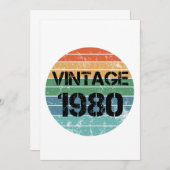 ヴィンテージ1980年誕生日カード 招待状 (正面/裏面)