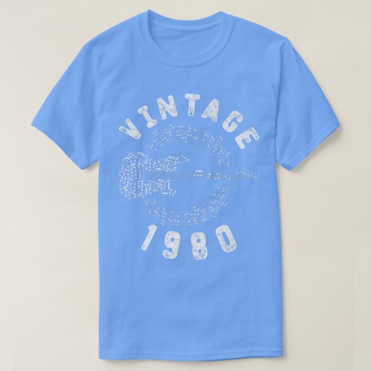 ヴィンテージ1980誕生日限定版ギター音楽 Tシャツ (デザイン正面)