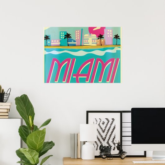 ヴィンテージ1980sマイアミポスター ポスター (ホームオフィス)