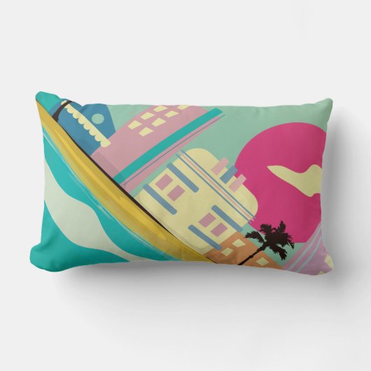 ヴィンテージ1980sマイアミポスター ランバークッション (正面)