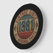 ヴィンテージ1981年以来すべてのオリジナル部品。 ラージ壁時計 (傾斜)