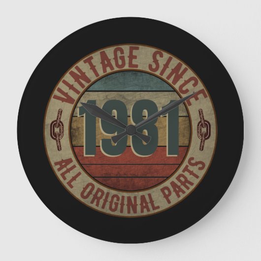 ヴィンテージ1981年以来すべてのオリジナル部品。 ラージ壁時計 (正面)