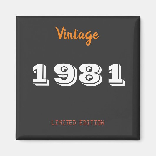 ヴィンテージ1981年限定40歳誕生日プレゼント マグネット (正面)