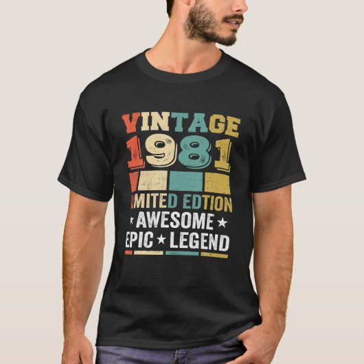 ヴィンテージ1981生まれ年誕生日40日 Tシャツ (正面)