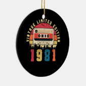 ヴィンテージ1981誕生日カセットテープ セラミックオーナメント (右)