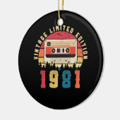 ヴィンテージ1981誕生日カセットテープ セラミックオーナメント (左)