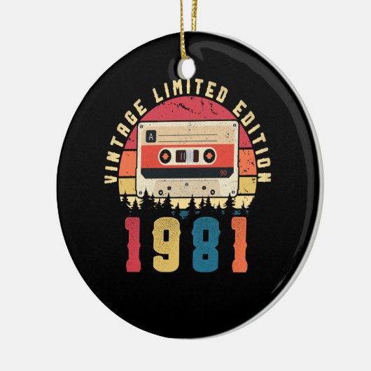 ヴィンテージ1981誕生日カセットテープ セラミックオーナメント (左)