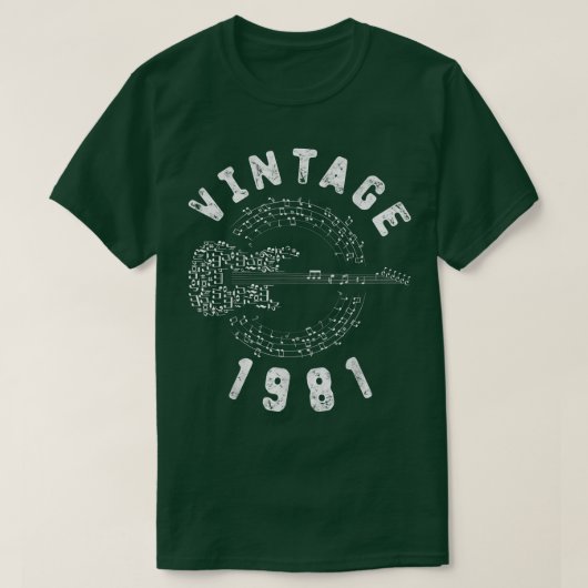 ヴィンテージ1981誕生日限定版ギター音楽 Tシャツ (デザイン正面)