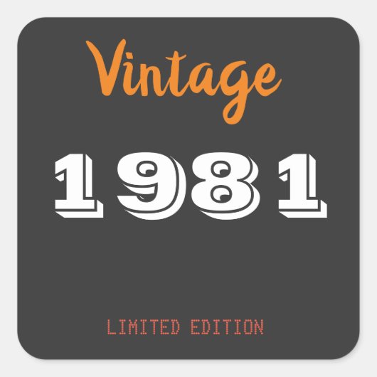 ヴィンテージ1981限定版45th誕生日スクエア スクエアシール (正面)