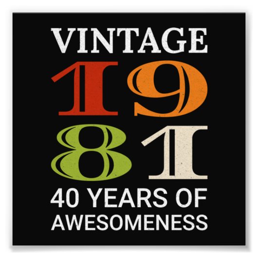ヴィンテージ1981 40th誕生日引用文アイディア誕生日 フォトプリント            (正面)
