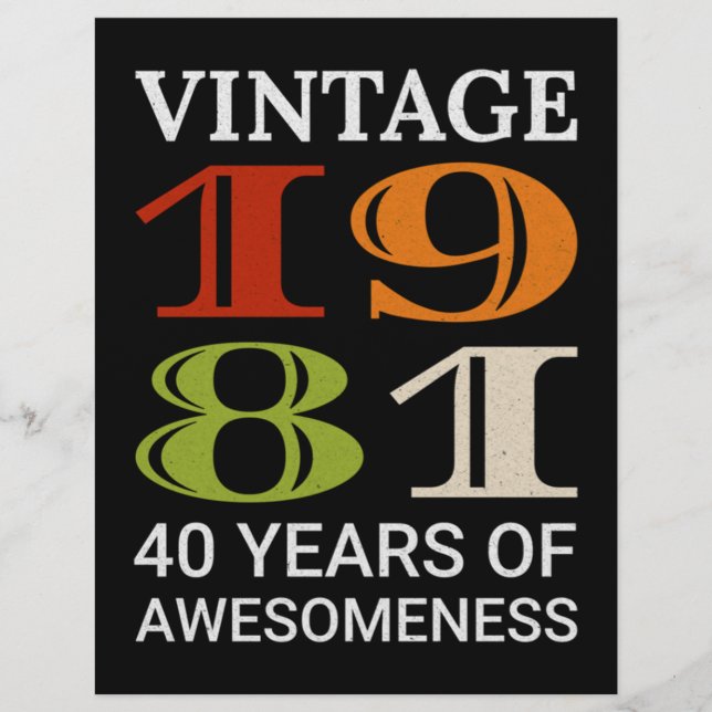 ヴィンテージ1981 40th誕生日引用文アイディア誕生日 レターヘッド (正面)