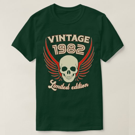 ヴィンテージ1982年限定版スカルとウィング Tシャツ (デザイン正面)