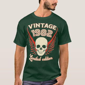 ヴィンテージ1982年限定版スカルとウィング Tシャツ