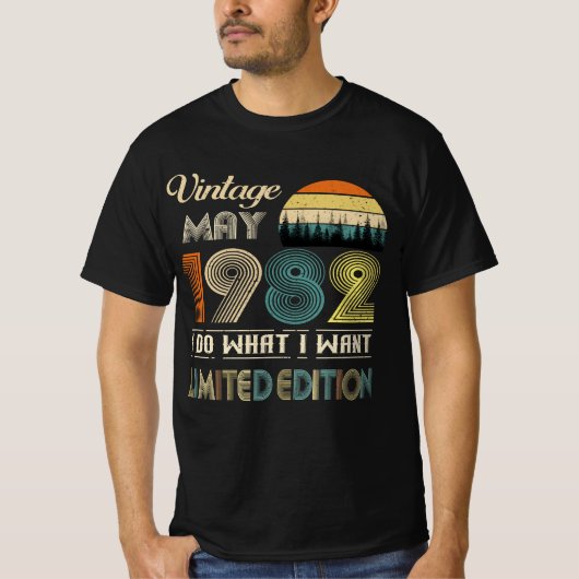 ヴィンテージ1982年5月Tシャツ – レトロスタイル誕生日 Tシャツ (正面)