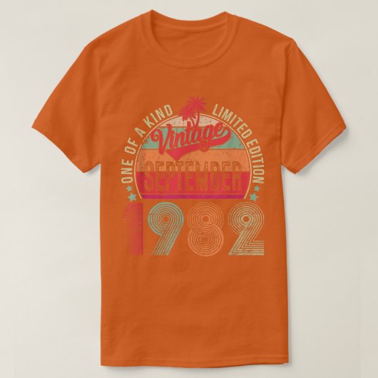 ヴィンテージ1982年9月40日誕生日40歳M Tシャツ (デザイン正面)