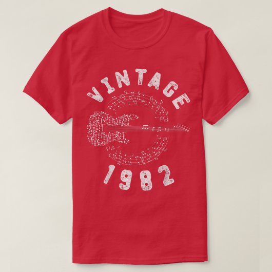 ヴィンテージ1982誕生日限定版ギター音楽 Tシャツ (デザイン正面)