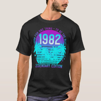 ヴィンテージ1982誕生日39thエステティックサンセットパーム tシャツ