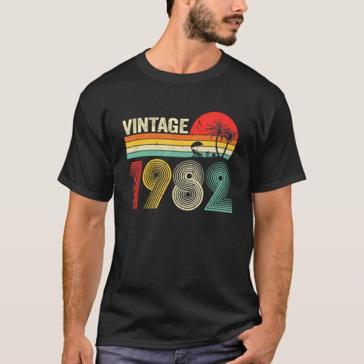ヴィンテージ1982 動揺して 40th Bday 40歳Bei Tシャツ (正面)