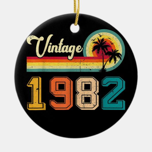 ヴィンテージ1982 40thバースデーメンズレトロ40 セラミックオーナメント (正面)