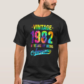 ヴィンテージ1982 40th誕生日絞り染め40歳Bei Tシャツ