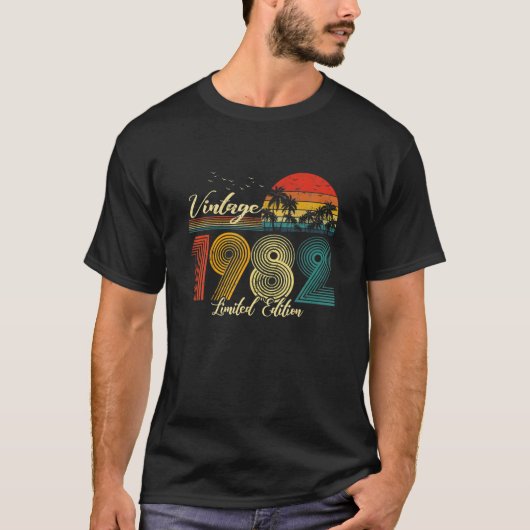 ヴィンテージ1982 - Happy 40th Birthday Giftレトロ40 Y Tシャツ (正面)