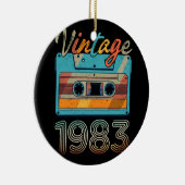 ヴィンテージ1983カセットテープレトロ40歳の誕生日40 セラミックオーナメント (右)