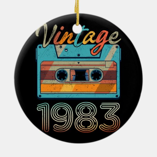 ヴィンテージ1983カセットテープレトロ40歳の誕生日40 セラミックオーナメント (裏面)