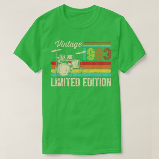 ヴィンテージ1983ドラム愛好家40th誕生日ドラマー tシャツ (デザイン正面)