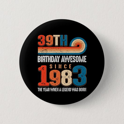 ヴィンテージ1983年39誕生日伝説 缶バッジ (正面)