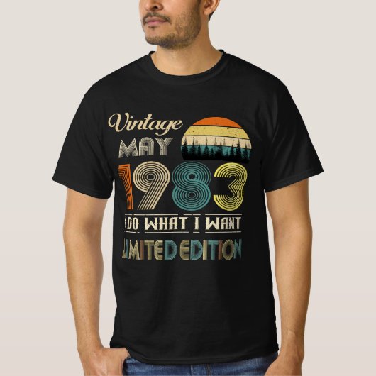 ヴィンテージ1983年5月Tシャツ – レトロスタイル誕生日 Tシャツ (正面)