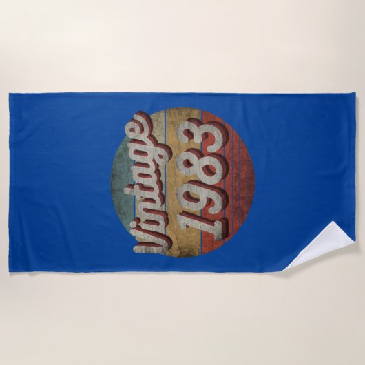 ヴィンテージ1983男性女性誕生日ギフト ビーチタオル (正面)