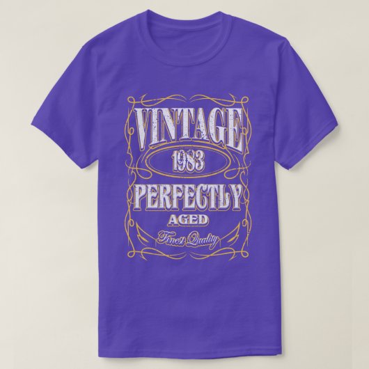 ヴィンテージ1983誕生日ボトルラベル Tシャツ (デザイン正面)