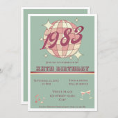 ヴィンテージ1983 41番目42番目の誕生日パーティー招待 招待状 (正面/裏面)