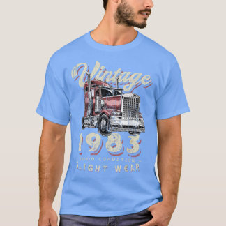 ヴィンテージ1983 Trucker Big Rig Truck Driver 39th Bir Tシャツ