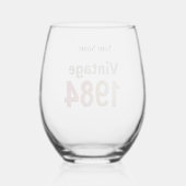 ヴィンテージ1984カスタムワイングラス:キラキラした思い出 ステムなしワイングラス (裏面)