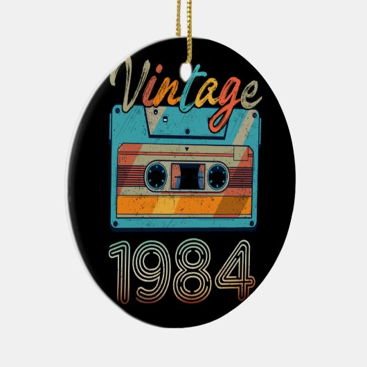 ヴィンテージ1984カセットテープレトロ39誕生日39 セラミックオーナメント (右)
