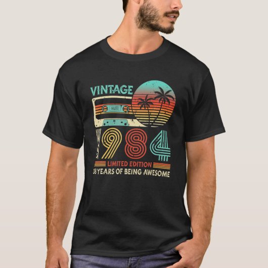 ヴィンテージ1984カセット限定版38th Birthda Tシャツ (正面)