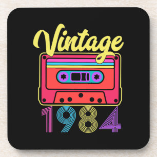 ヴィンテージ1984カラフルカセットテープ コースター