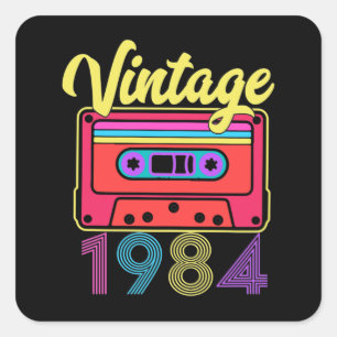 ヴィンテージ1984カラフルカセットテープ スクエアシール