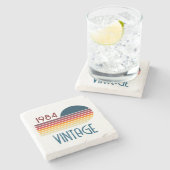 ヴィンテージ1984レトロストライプサン ストーンコースター (横)