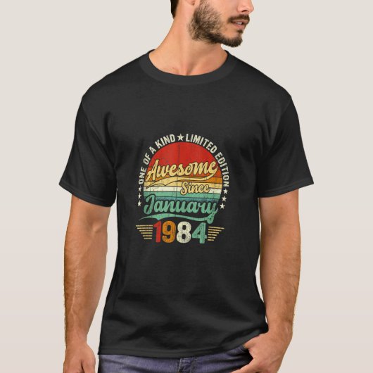 ヴィンテージ1984年1月40日レトロ40年 Tシャツ (正面)