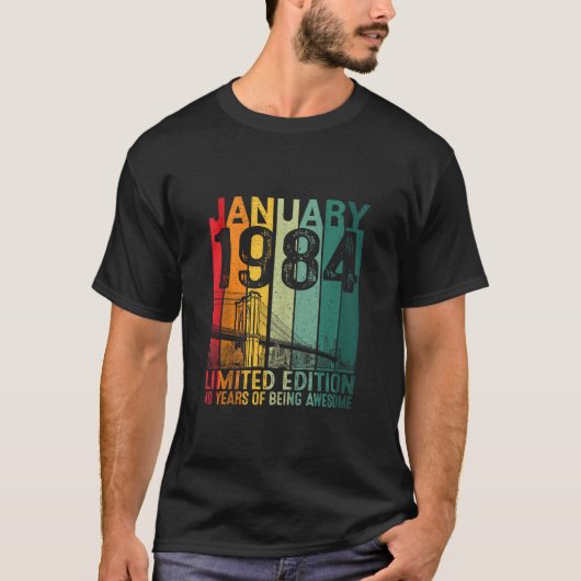 ヴィンテージ1984年1月40th誕生日ギフト女性40 tシャツ (正面)