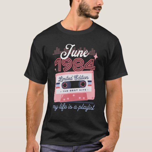 ヴィンテージ1984年6月レトロカセット38誕生日38 Tシャツ (正面)