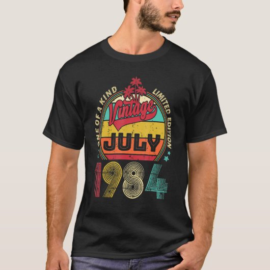 ヴィンテージ1984年7素晴らし月以来38誕生日1 Tシャツ (正面)